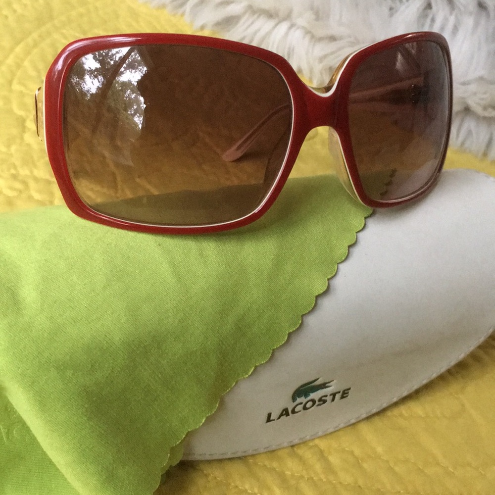 Lacoste Red Sunglasses with Case and Cloth